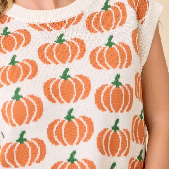 Women's Pumpkin Sleeveless Sweater Mainstrip Size Small - Picture 2 of 6